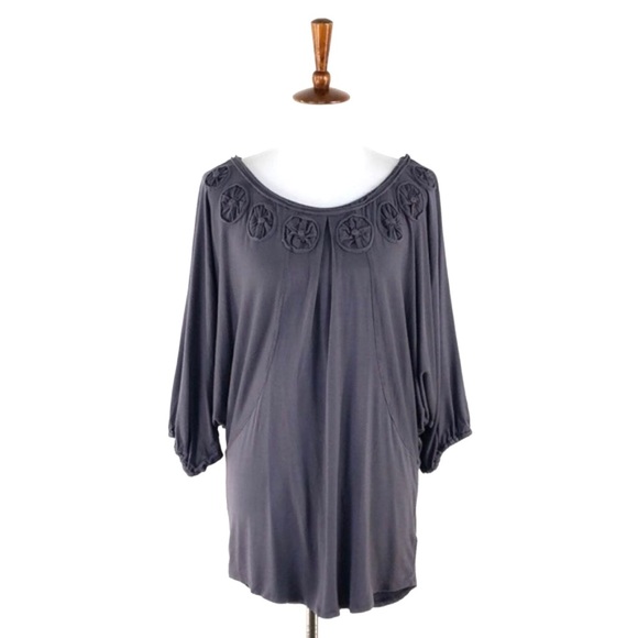 Yoana Baraschi Tops - Yoana Baraschi Gray Oversized Boho Tunic Top